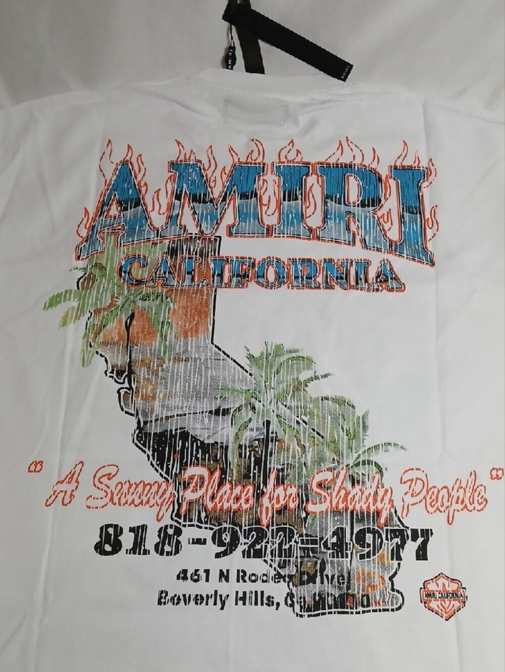 Amiri Sunny Place California White Short Sleeve Tee - Picture 5 of 5